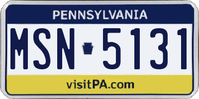 PA license plate MSN5131