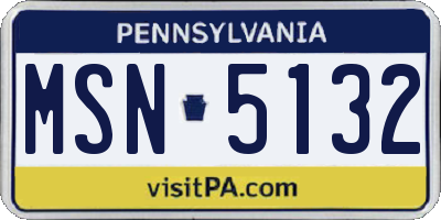 PA license plate MSN5132