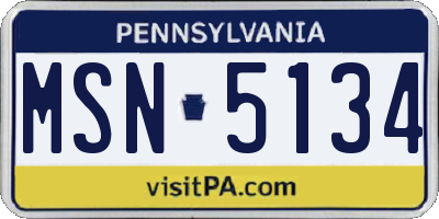 PA license plate MSN5134
