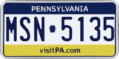 PA license plate MSN5135