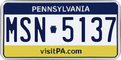 PA license plate MSN5137