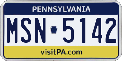 PA license plate MSN5142