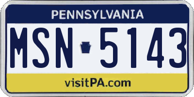 PA license plate MSN5143