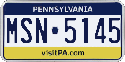 PA license plate MSN5145