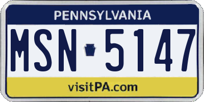 PA license plate MSN5147