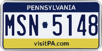 PA license plate MSN5148
