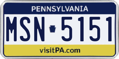 PA license plate MSN5151