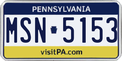PA license plate MSN5153