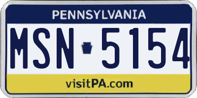 PA license plate MSN5154