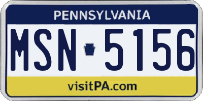 PA license plate MSN5156