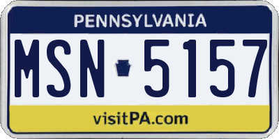 PA license plate MSN5157