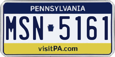 PA license plate MSN5161