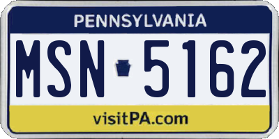 PA license plate MSN5162