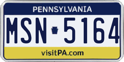 PA license plate MSN5164