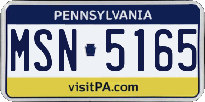 PA license plate MSN5165