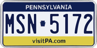 PA license plate MSN5172