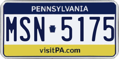 PA license plate MSN5175