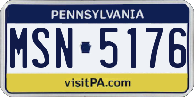 PA license plate MSN5176