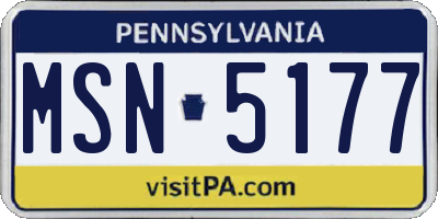 PA license plate MSN5177