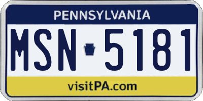 PA license plate MSN5181