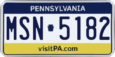 PA license plate MSN5182