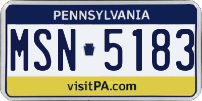 PA license plate MSN5183