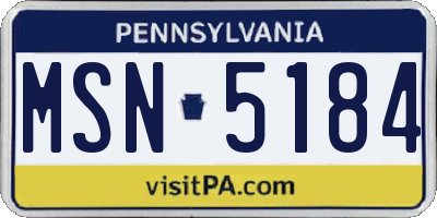 PA license plate MSN5184