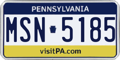 PA license plate MSN5185