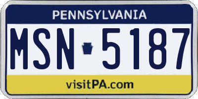 PA license plate MSN5187