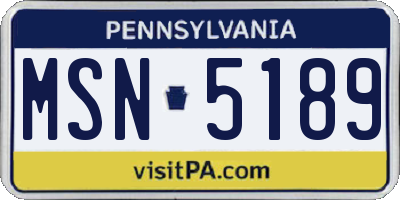 PA license plate MSN5189