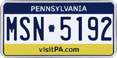 PA license plate MSN5192