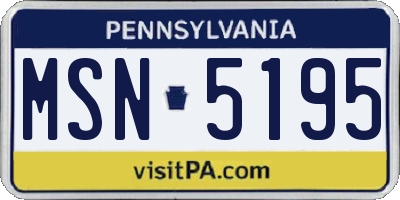 PA license plate MSN5195