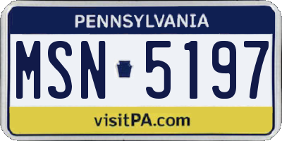 PA license plate MSN5197