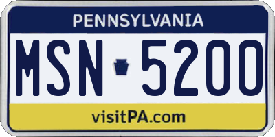 PA license plate MSN5200