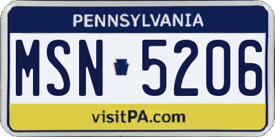 PA license plate MSN5206
