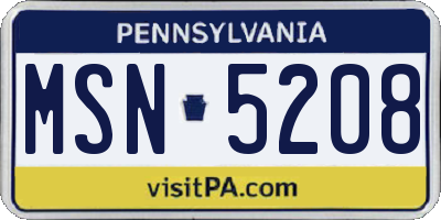PA license plate MSN5208