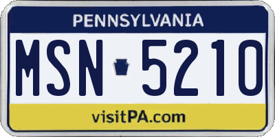 PA license plate MSN5210