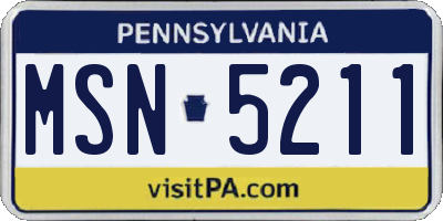 PA license plate MSN5211