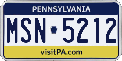 PA license plate MSN5212