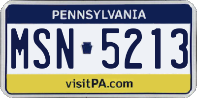 PA license plate MSN5213