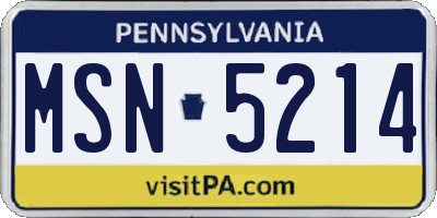 PA license plate MSN5214