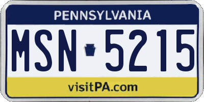PA license plate MSN5215