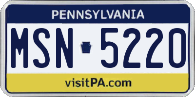PA license plate MSN5220