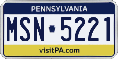 PA license plate MSN5221