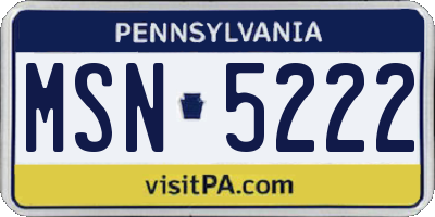 PA license plate MSN5222