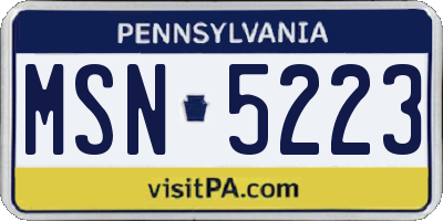 PA license plate MSN5223