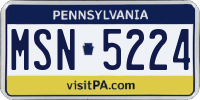 PA license plate MSN5224