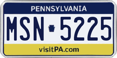 PA license plate MSN5225