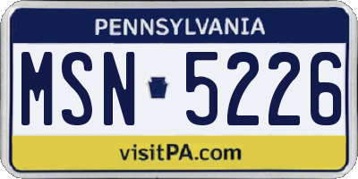 PA license plate MSN5226