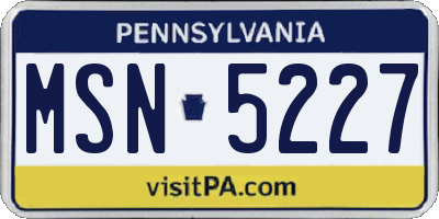 PA license plate MSN5227